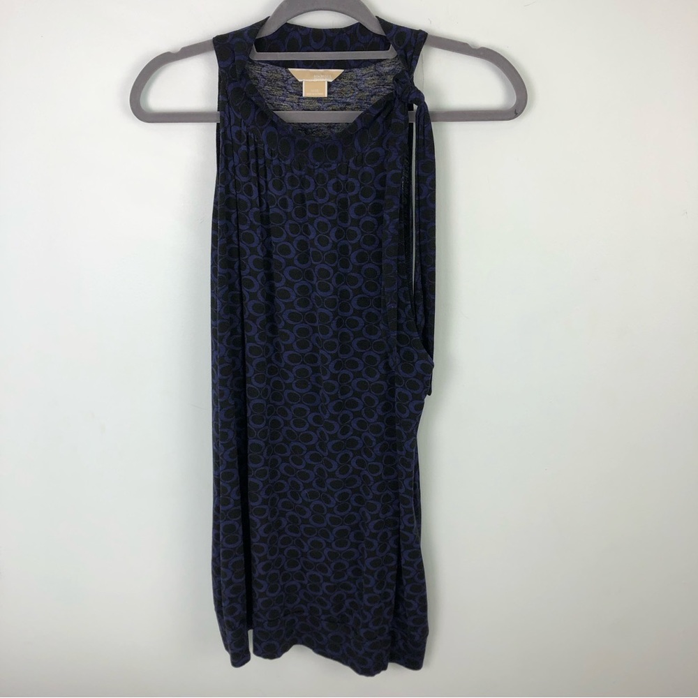 Michael Michael Kors Black and Purple Sleeveless Knit Top Size XL Side Tie Neck